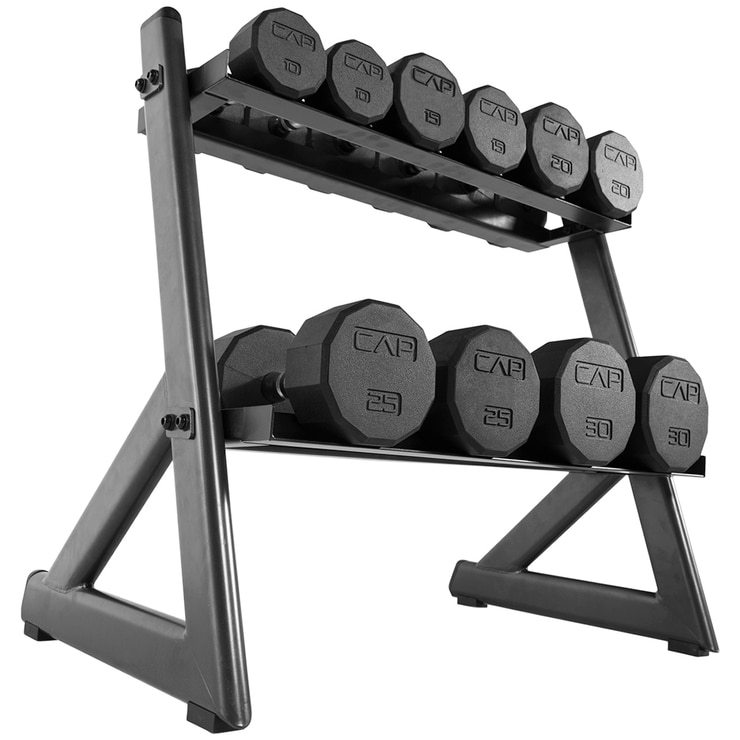 CAP 90kg Coated Dumbbell Set with Rack Black Costco Australia