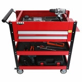 NXA 76cm Red Tool Cart with 2 Drawers & 3 Trays - 30TC2D2TR