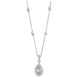 18KT White Gold 1.30ctw Round Diamond Drop Necklace