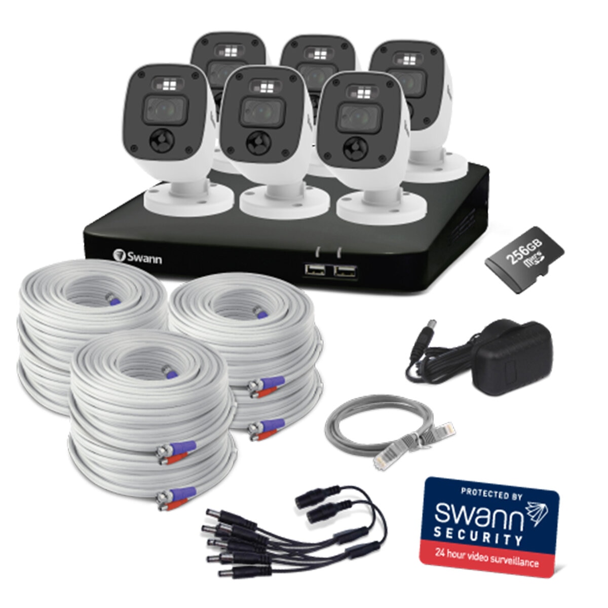 SWANN Home Security System 6 Camera 8 Channel 2K DVR 256GB SD Card SWDVK-8468562KMQB-AU