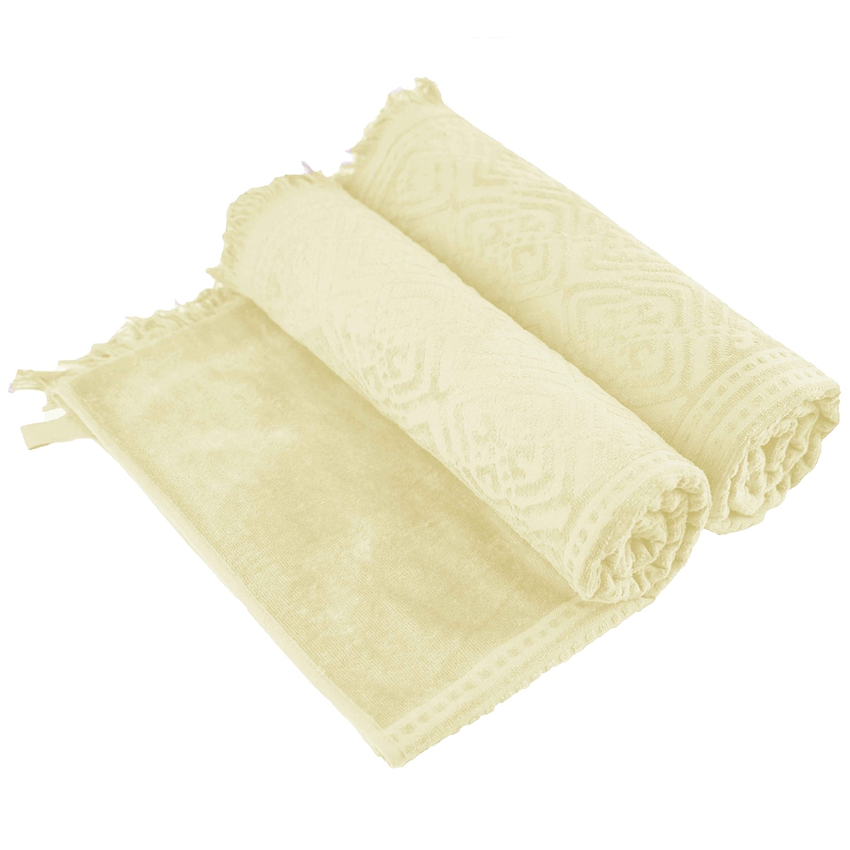 Kingtex Jacquard Velour 100% Cotton 500gsm Bath Towel 2 pack - Yellow