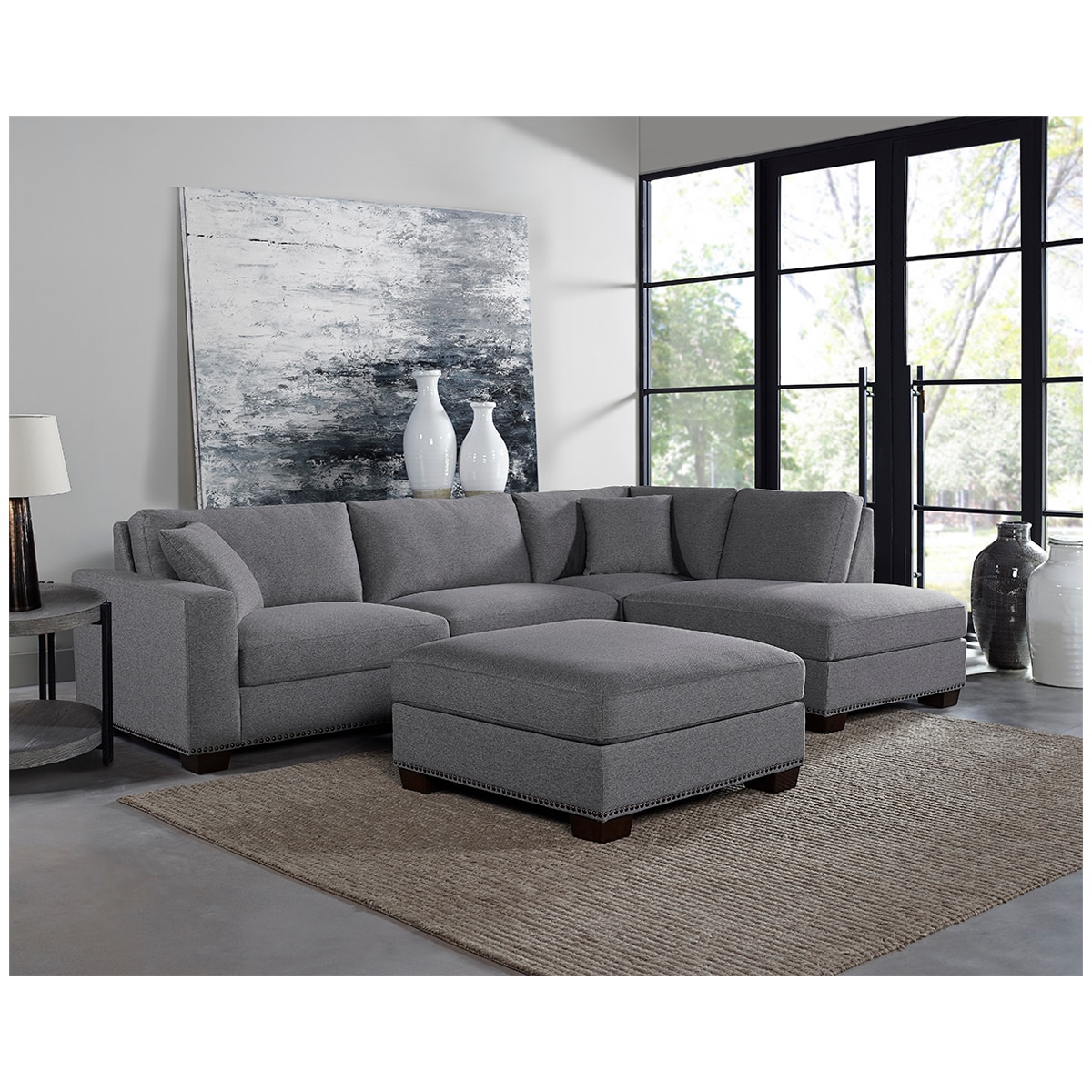 Thomasville Grey Fabric Sectional with Ottoman Costco Australia