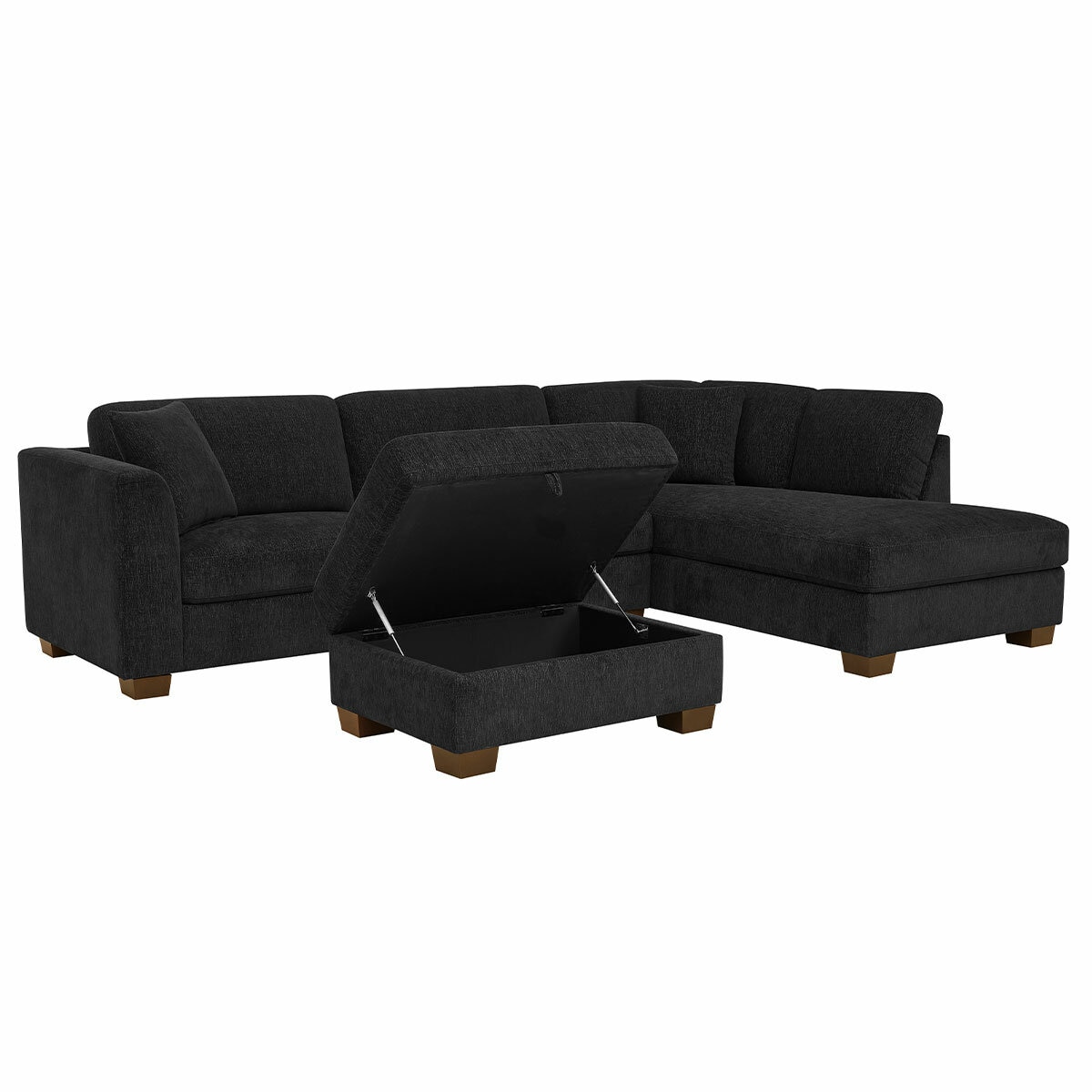 Thomasville 3 Piece Fabric Sectional With Storage Ottoman Thomasville 3 Piece Fabric Sectional With Storage Ottoman
