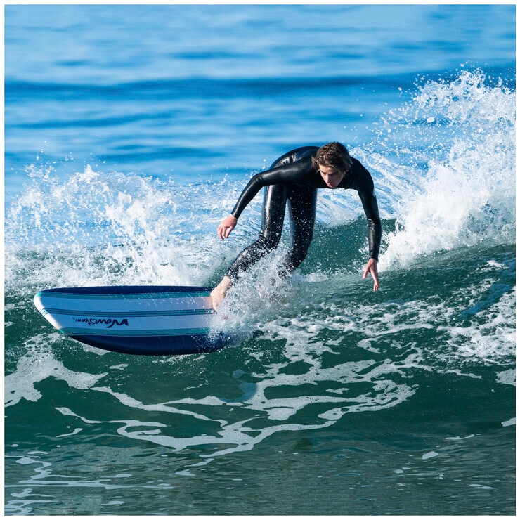 Wavestorm Classic Surfboard 2.4m Blue White Aqua Wavestorm Classic Surfboard 2.4m Blue White Aqua