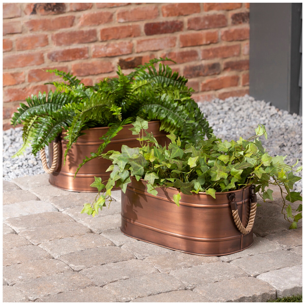Farmhouse Galvanised Oval Bins 2 x Pack