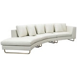 Moran Arcadia Extended Leather Chaise Sofa Meringue