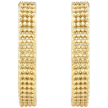 14KT Yellow Gold Beaded Oval Hoop Earrings