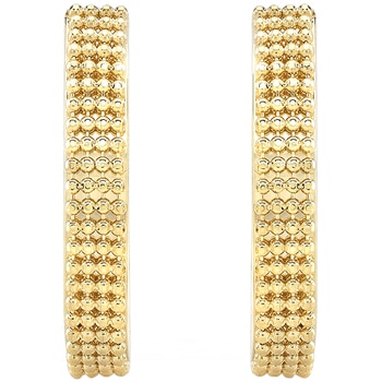 14KT Yellow Gold Beaded Oval Hoop Earrings