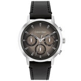 Calvin Klein Gauge Black Leather Sepia Dial Men's Watch 25200496