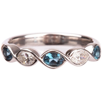 14KT White Gold 0.27ctw Oval Diamond And London Blue Topaz Ring