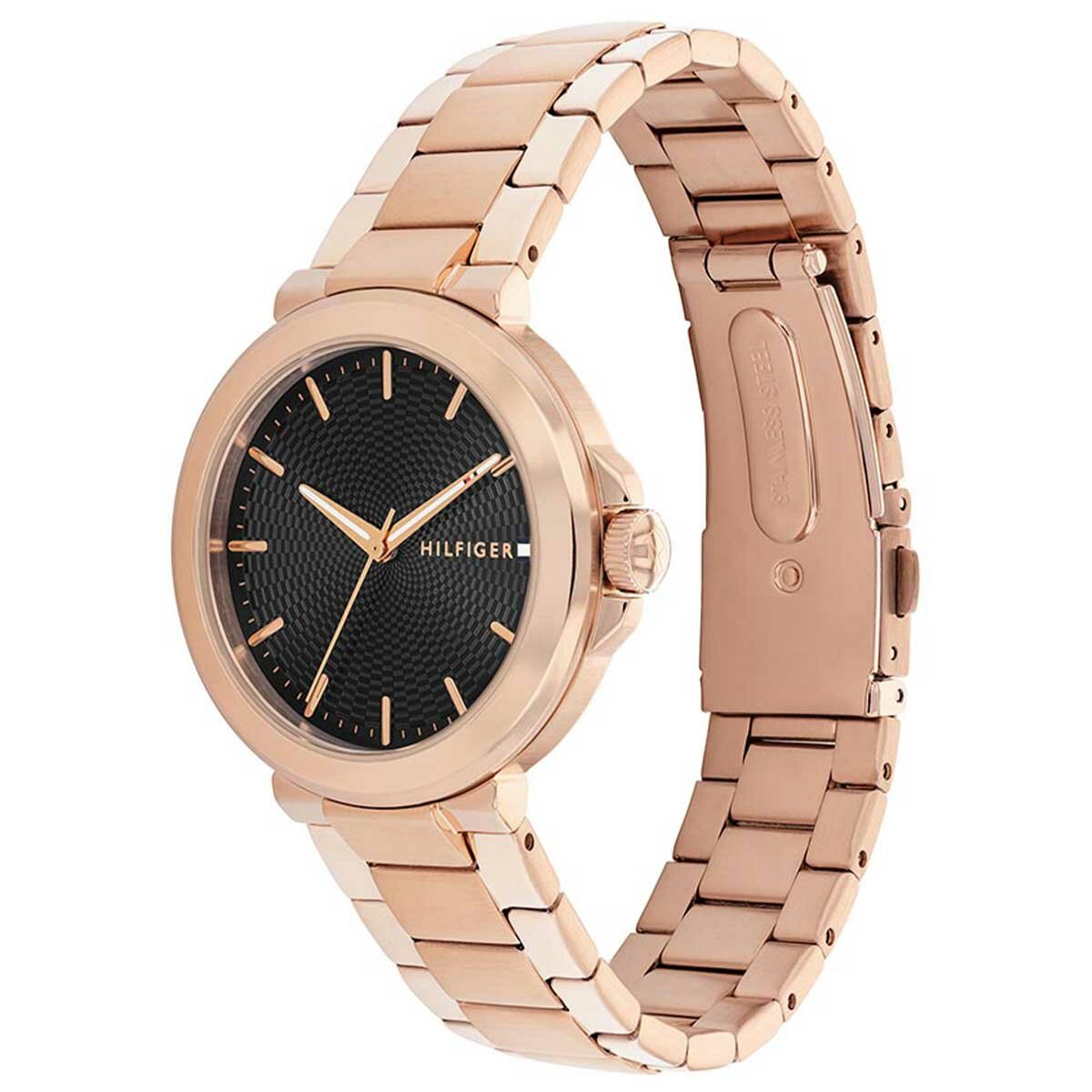 Tommy Hilfiger Lori Rose Gold Steel Black Dial Women's Watch
