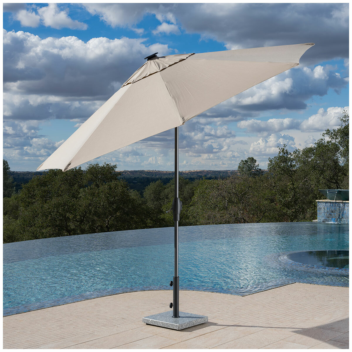 SunVilla Tan LED Market Umbrella 3M