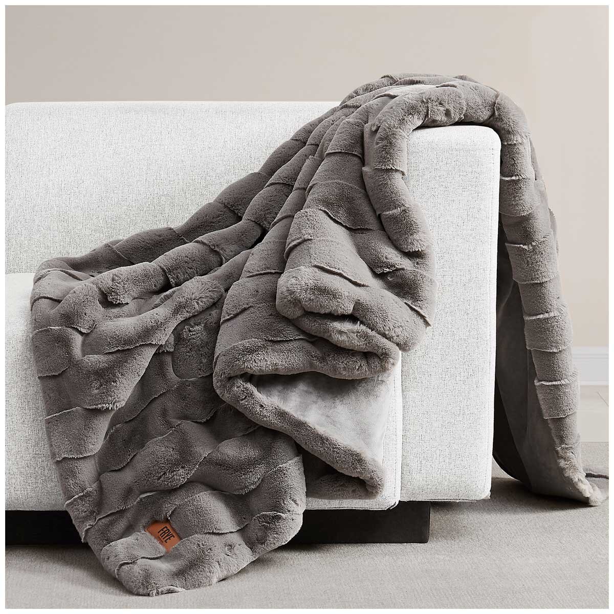 Frye Luxe Faux Fur Throw 152 x 178cm Grey