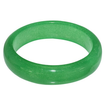 Green Dyed Jade Flat Round Bangle 19cm