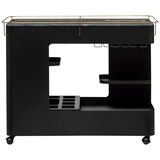 Wine Stash Black & Gold Bar Cart with Marble Top