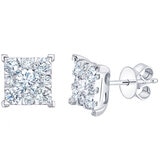 18KT White Gold 0.70ctw Round Brilliant Cut Diamond Square Earrings