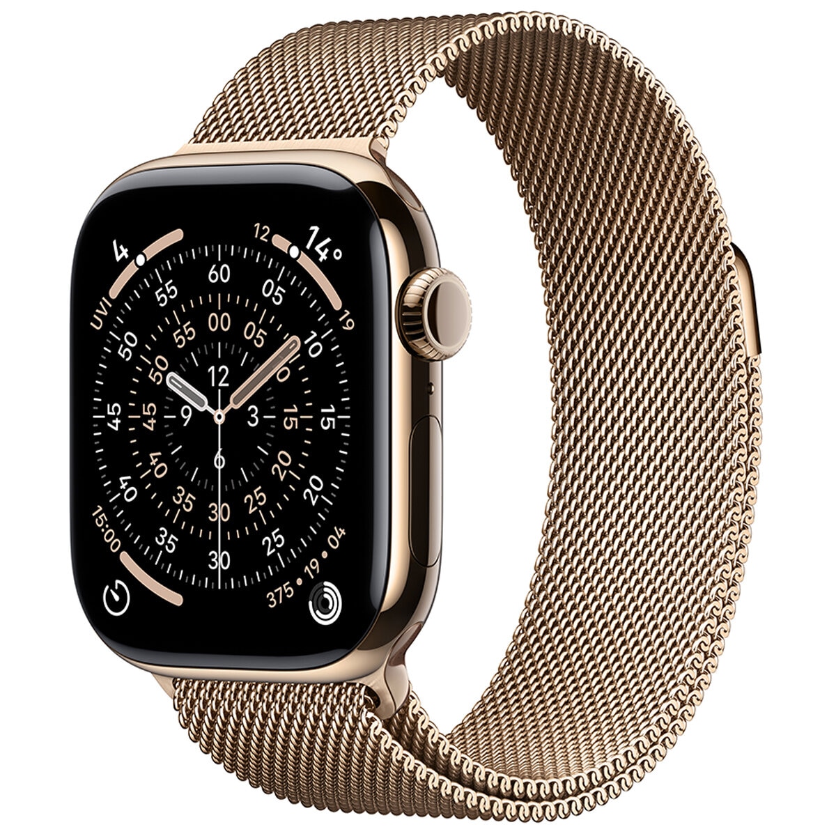 Apple Watch Series 11 GPS + Cellular 46mm Gold Titanium Case with Gold Milanese Loop - S/M Apple Watch Series 11 GPS + Cellular 46mm Gold Titanium Case with Gold Milanese Loop - S/M