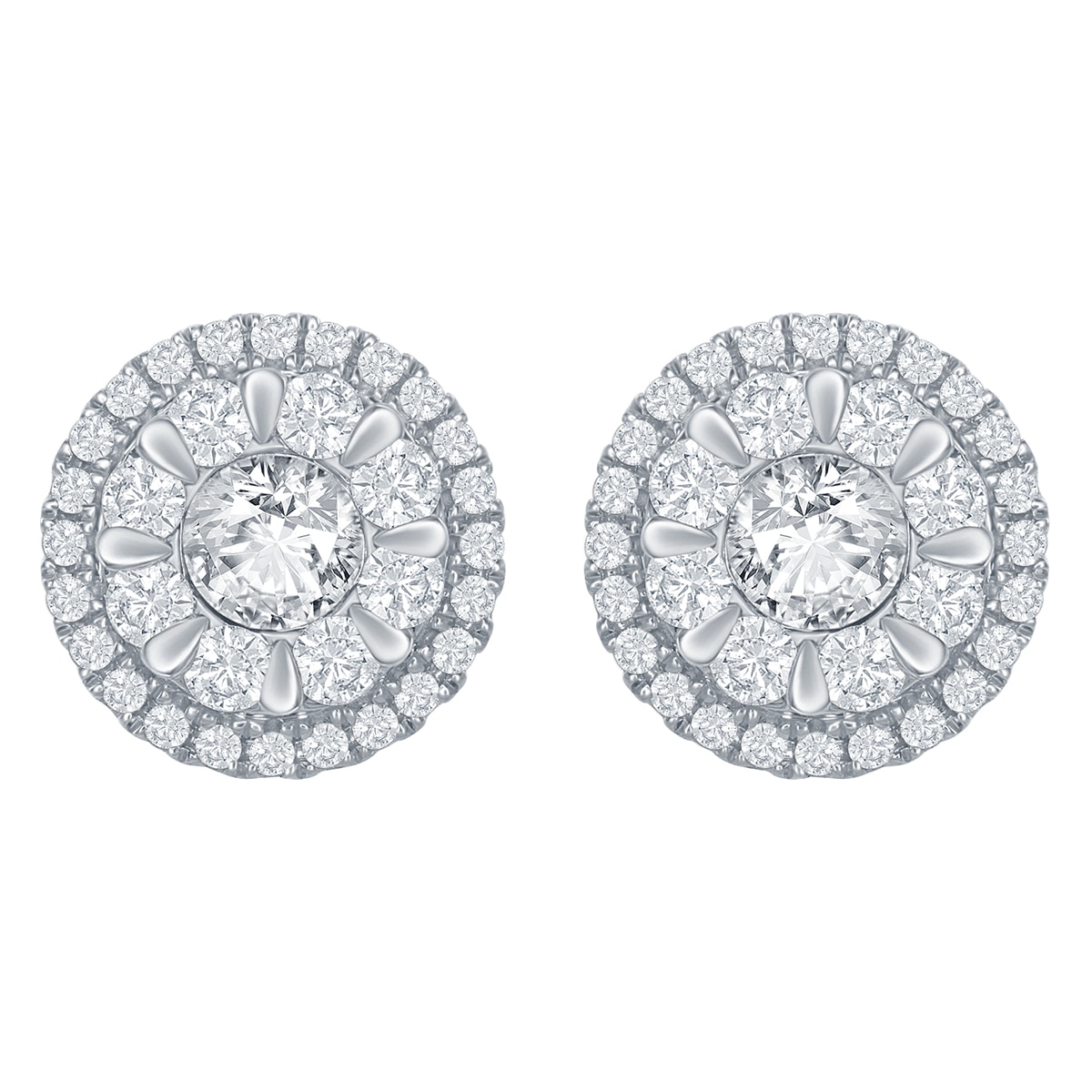 1.51ctw Dia Cluster with Halo Earrings
