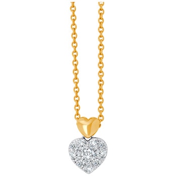 18KT Two Tone Round Brilliant Cut 0.26ctw Diamonds Heart Pendant