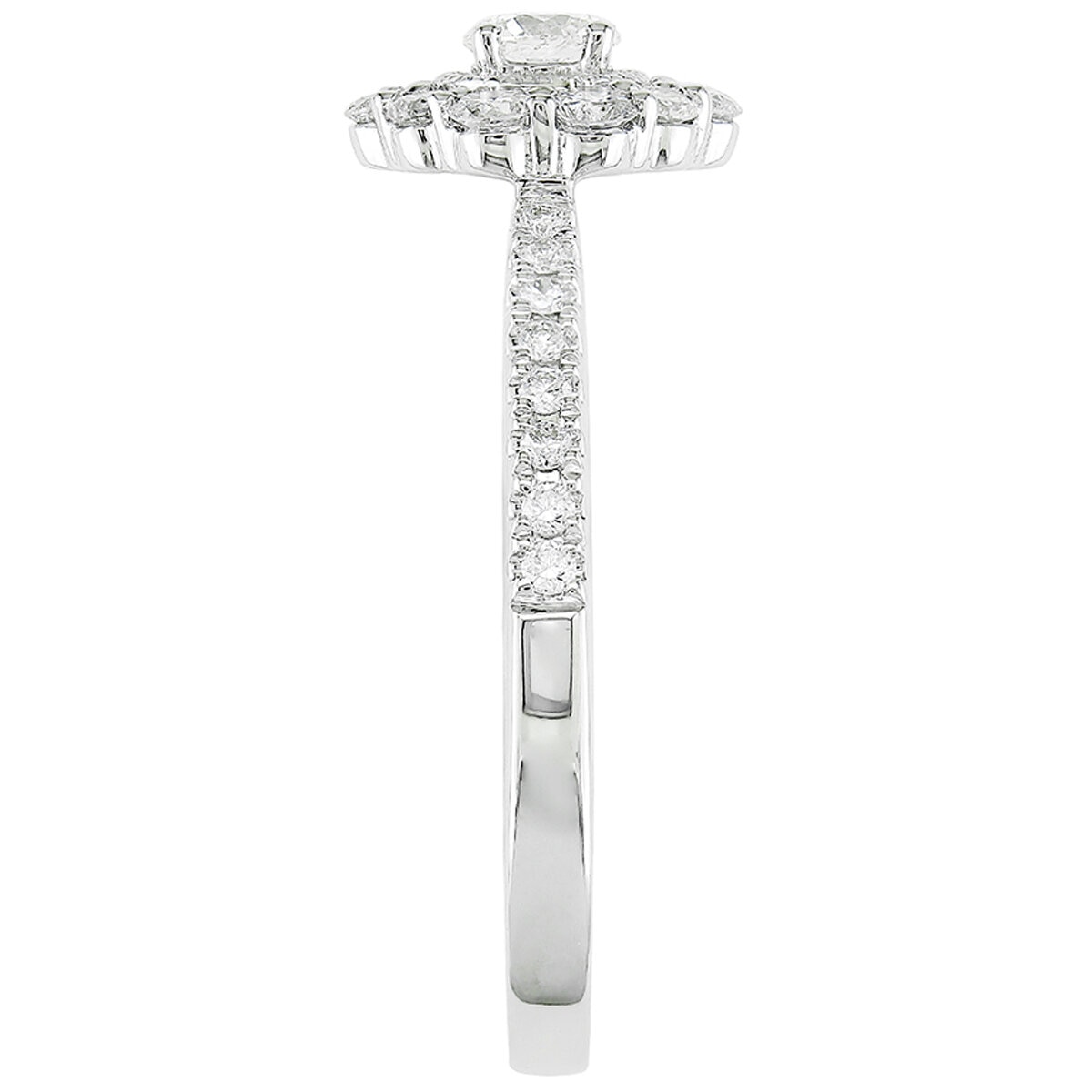 14KT White Gold 0.50ctw Round Diamond Milgrain Ring