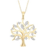 18KT Yellow Gold 0.15CTW Diamond Tree Pendant 18