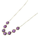 14KT Yellow Gold Amethyst Round Bezel Necklace