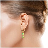 14KT Yellow Gold Dyed Green Jade 2 Tone Hoop Earrings