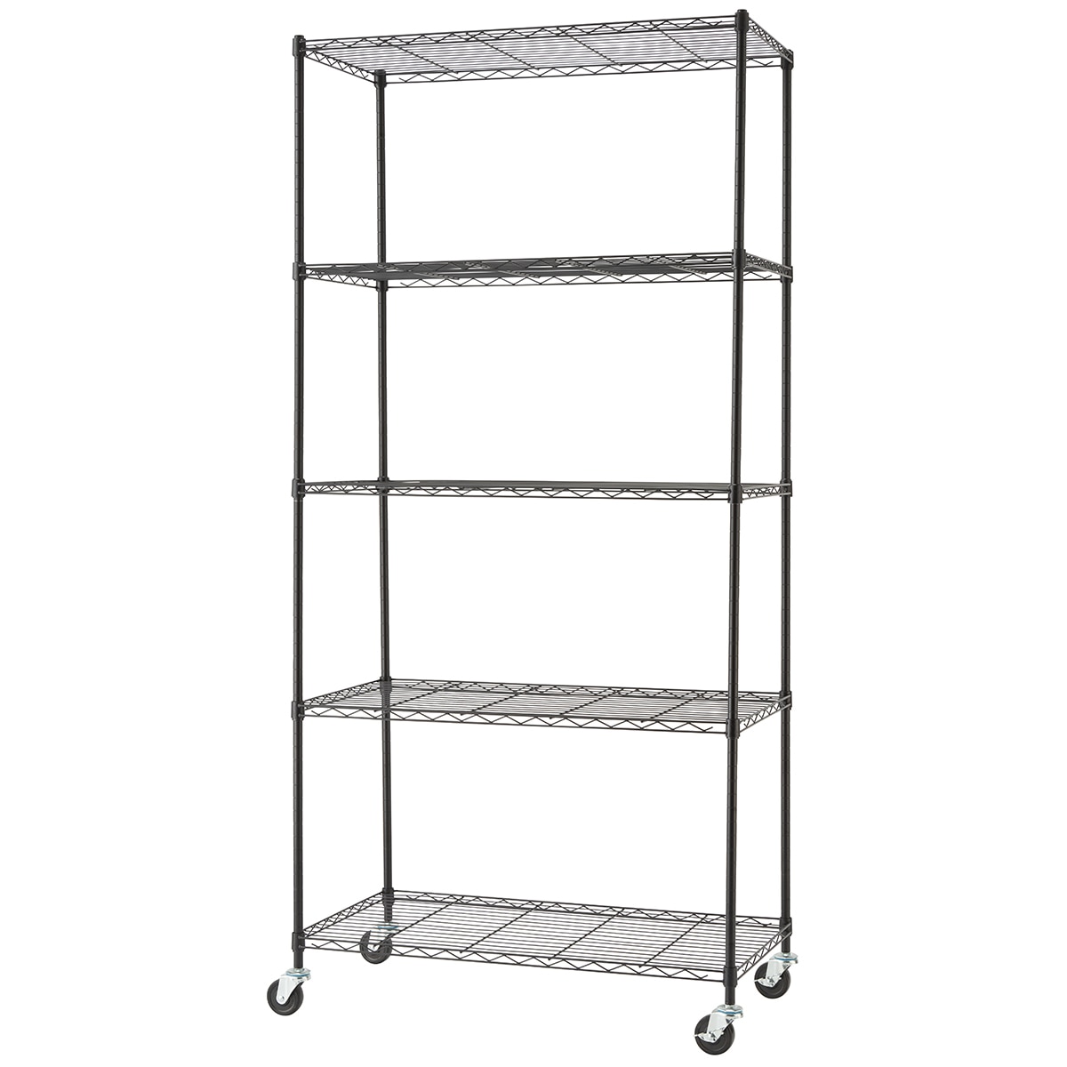 TRINITY Basics 5-Tier 36"x18"x72" Shelving Rack w/Wheels - Black