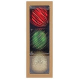 Holiday Ornament 250mm 3 Piece Red Green And Gold