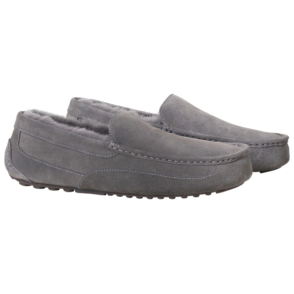 Kirkland Signature Men's Wool Shearling Slippers Grey
