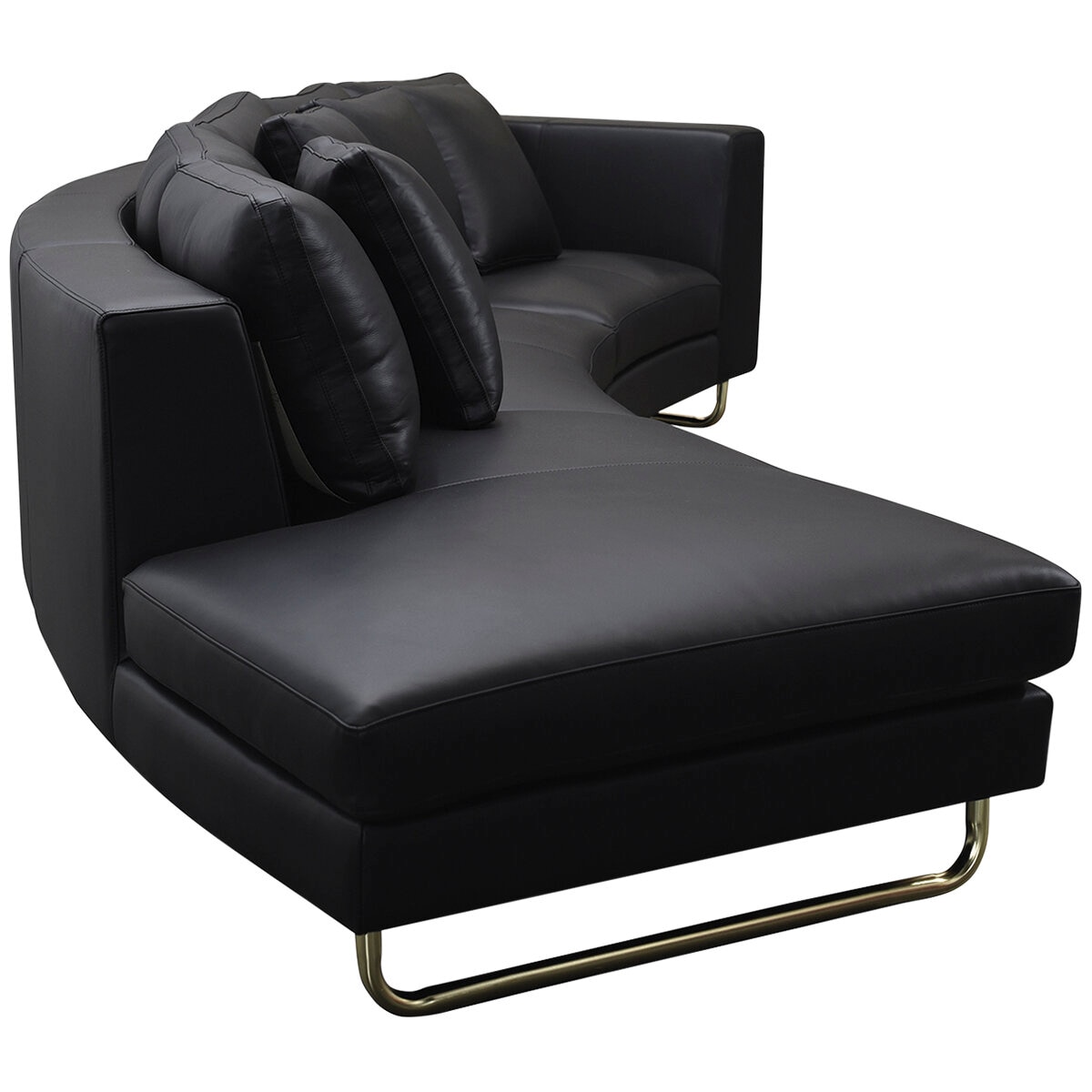 Moran Arcadia Extended Leather Chaise Sofa Onyx