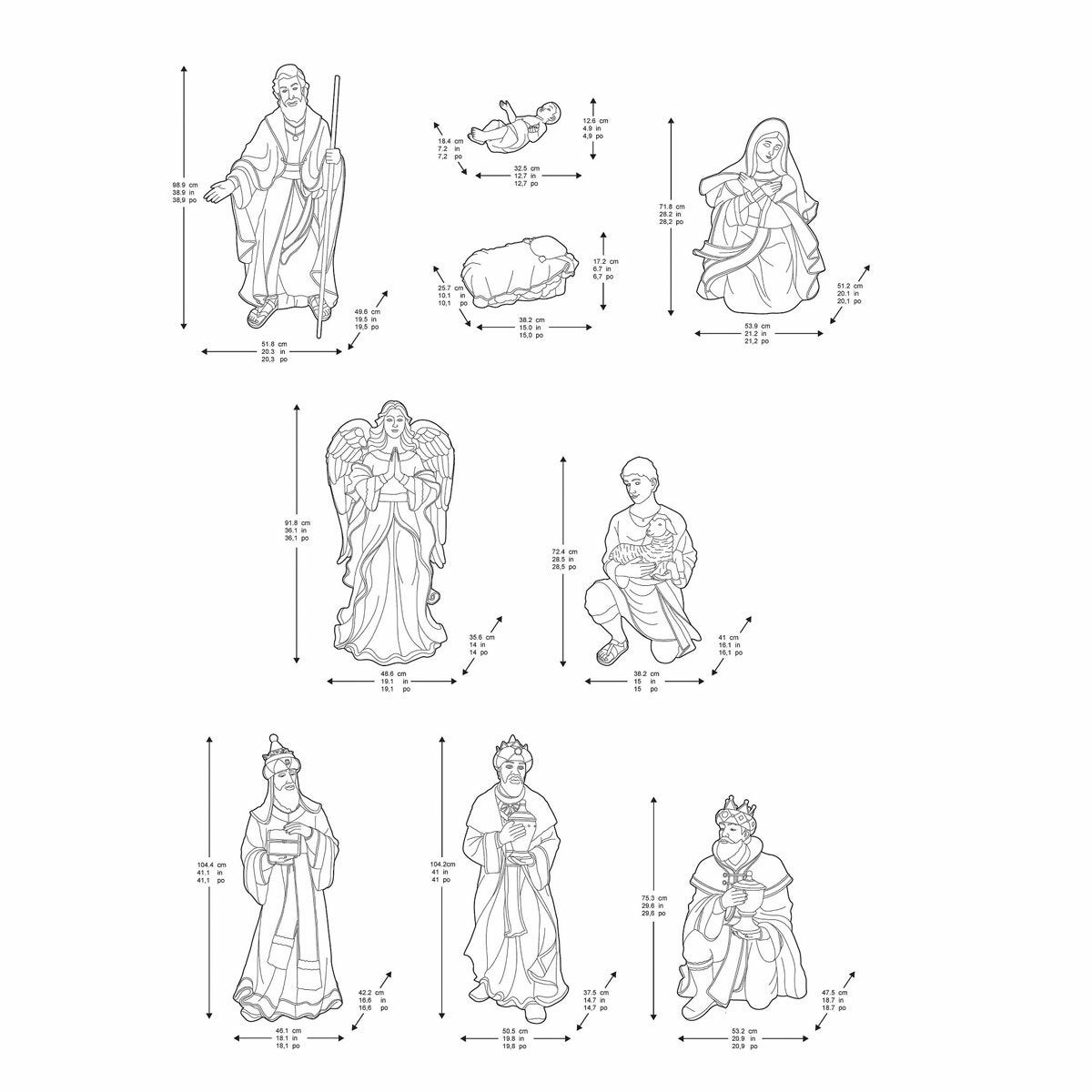 Outdoor 101.6cm 9 Piece Nativity Set Outdoor 101.6cm 9 Piece Nativity Set