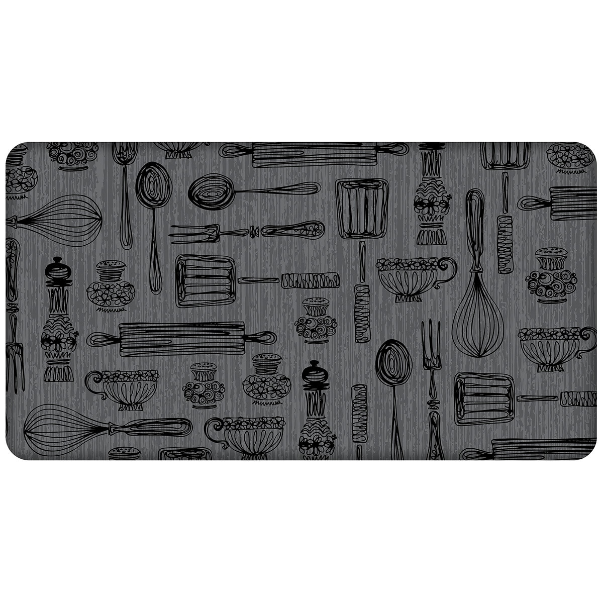 Comfort Chef Beveled Kitchen Mat - Retro Utensils