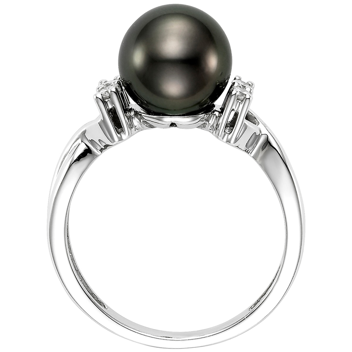 18KT White Gold Tahitian Pearl and Diamond Ring