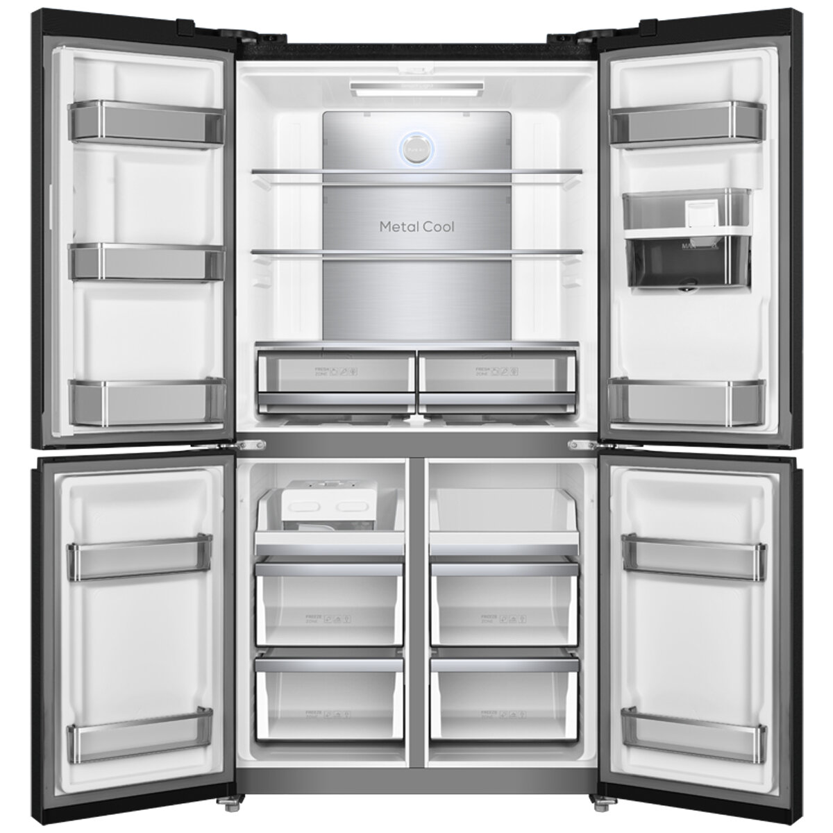 TCL 590L Quad Door Fridge Matte Black TRF590QHB