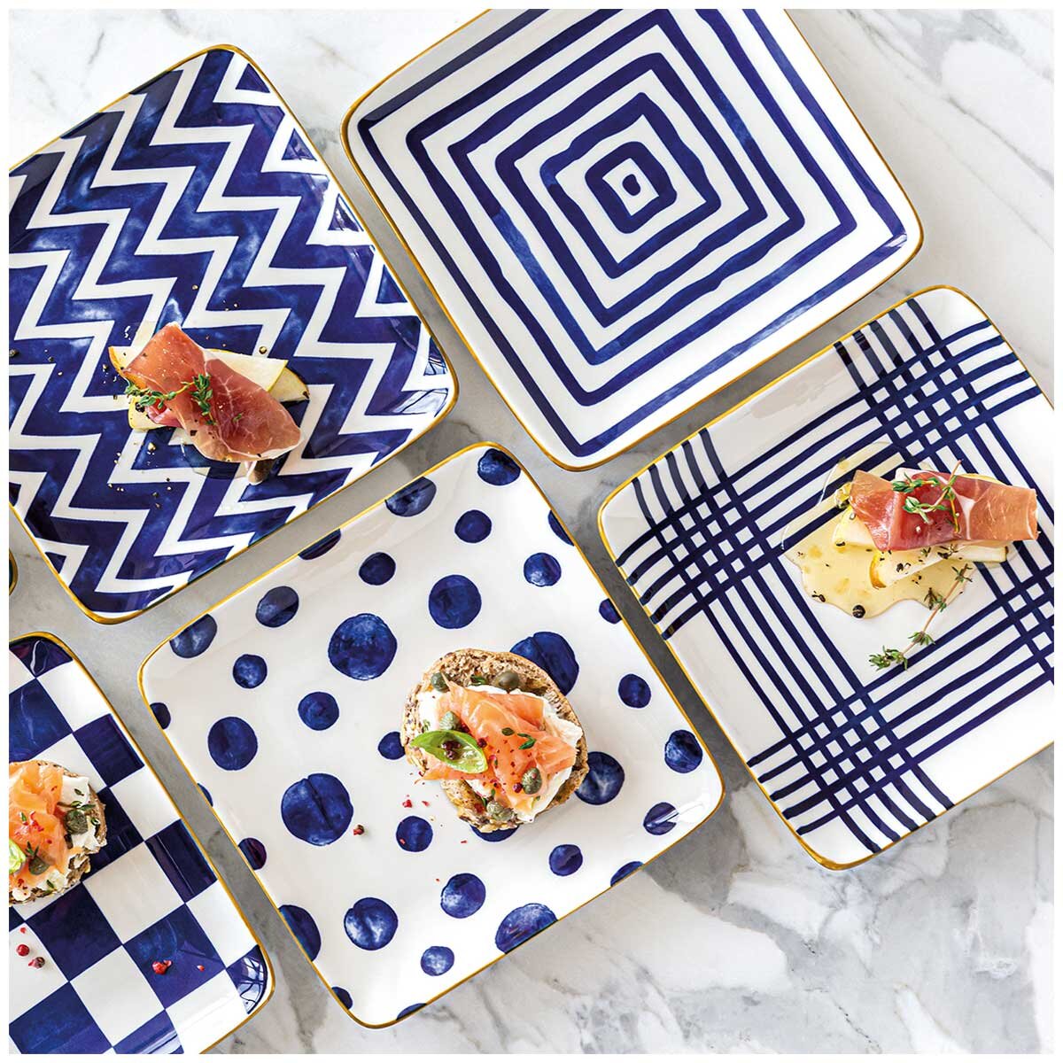 overandback Appetiser Square Plates 6 Piece Set