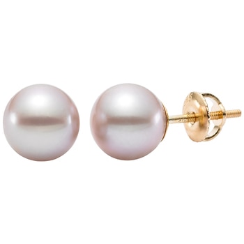 14KT Yellow Gold Pink Freshwater Pearl Earrings