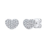 18KT White Gold 0.24CTW Round Diamond Pave Hear Earrings