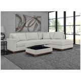 Thomasville 3 Piece Fabric Sectional With Chaise and Storage Ottoman