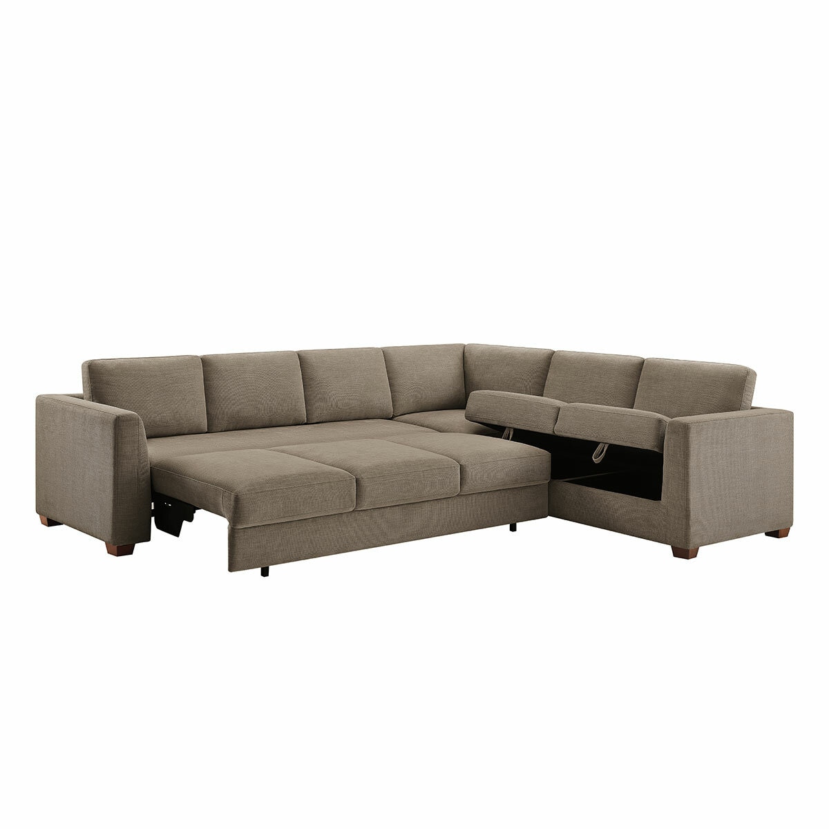 Thomasville Caler 3 Piece Fabric Sectional with Sleeper and Storage Seat