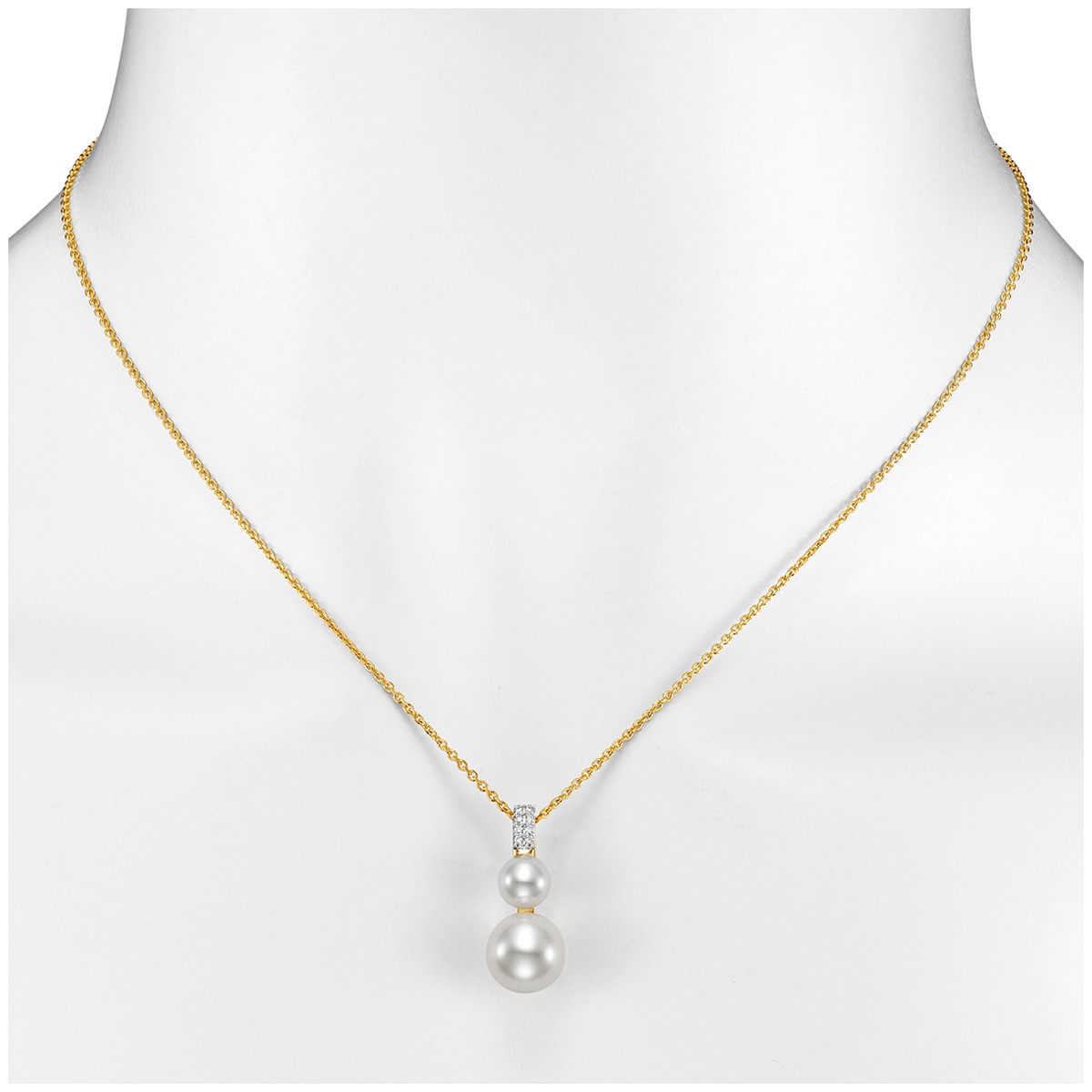 18KT Yellow Gold White Freshwater Pearl and Diamond Pendant Costco