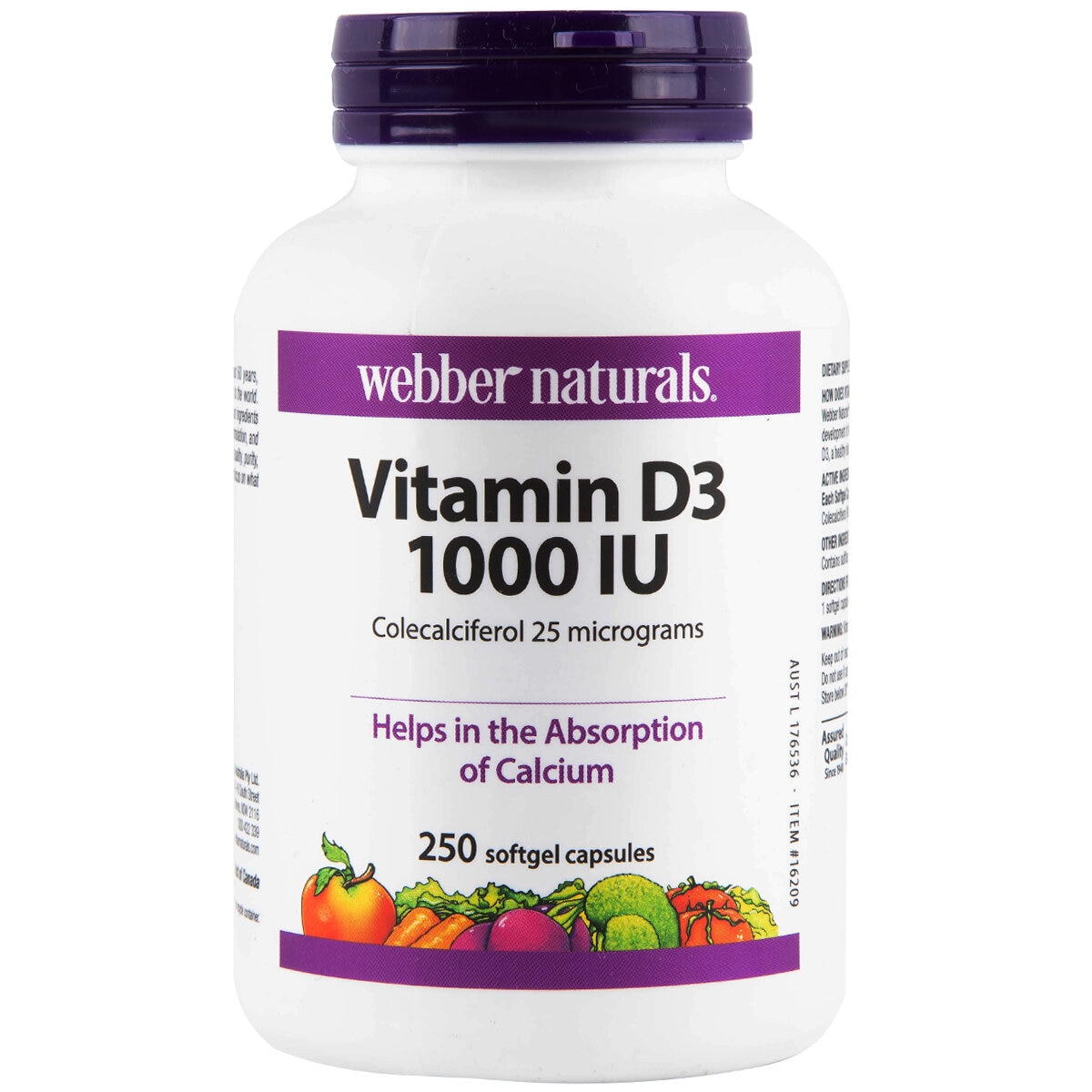 Webber Naturals Vitamin D 1000 IU 250 Softgel Capsules