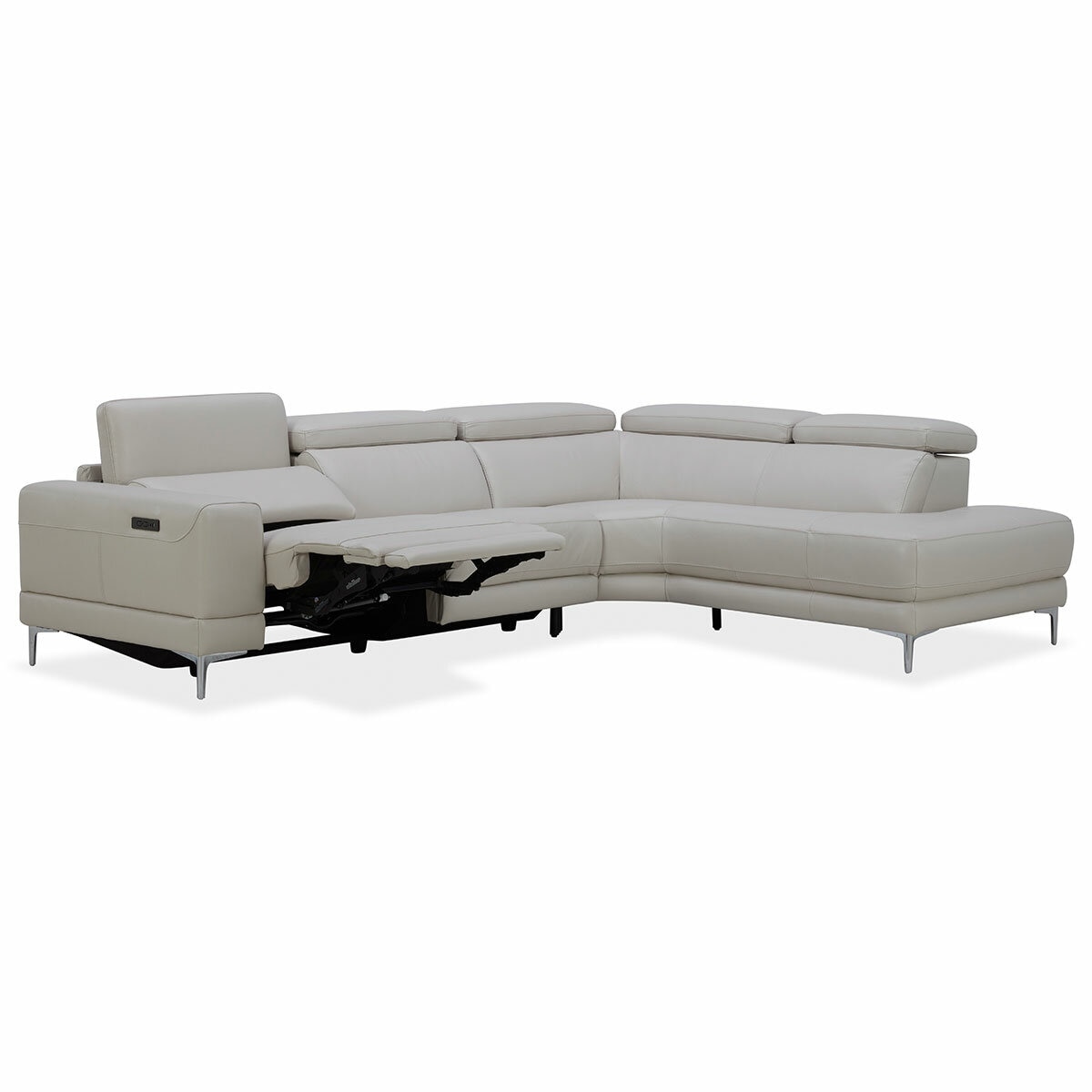Aiden & Ivy Leather Power Sectional With Ratchet Headrest