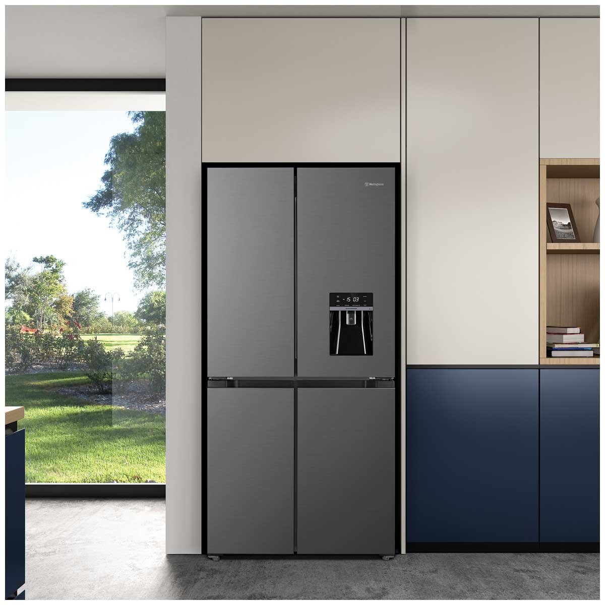 Westinghouse 492L Quad Door Fridge Matte Black