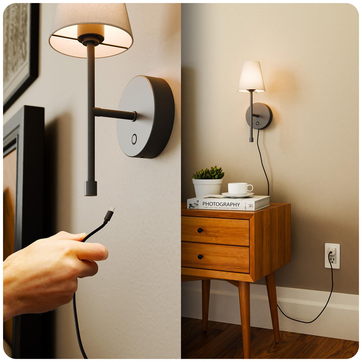 Globe LED Wall Sconce Wireless 2 Pack