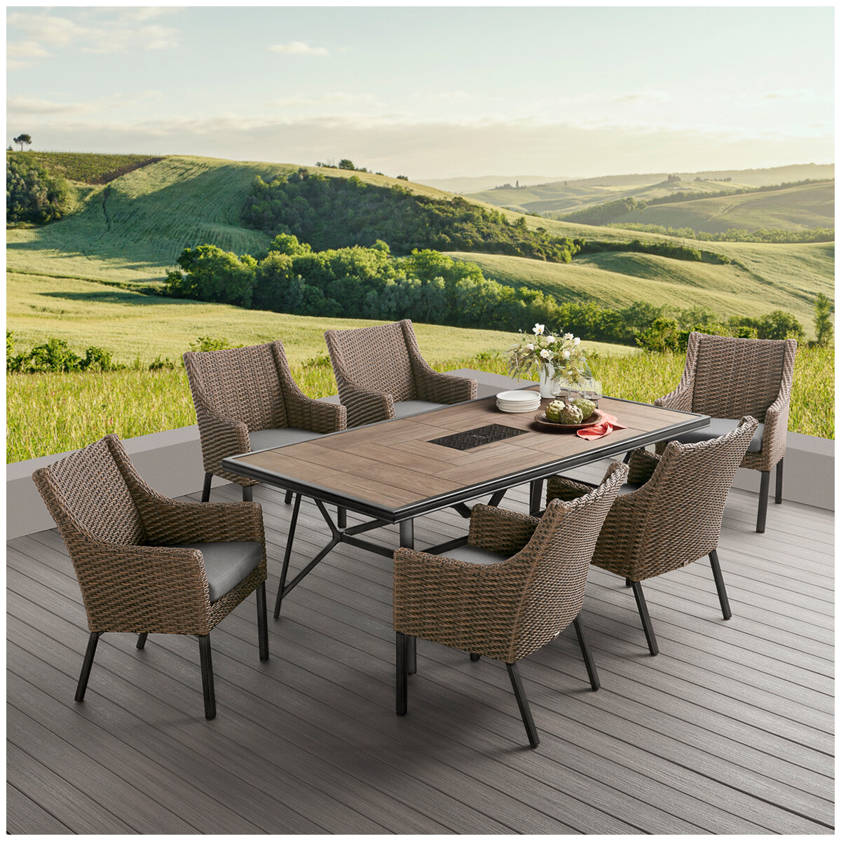 Portland Woven Dining 7 Piece Set