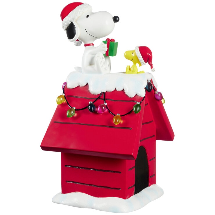 Snoopy and Woodstock Holiday dog House with LED Lights