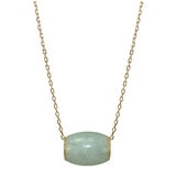 14KT Yellow Gold Natural Colour Jade Slide Pendant Necklace