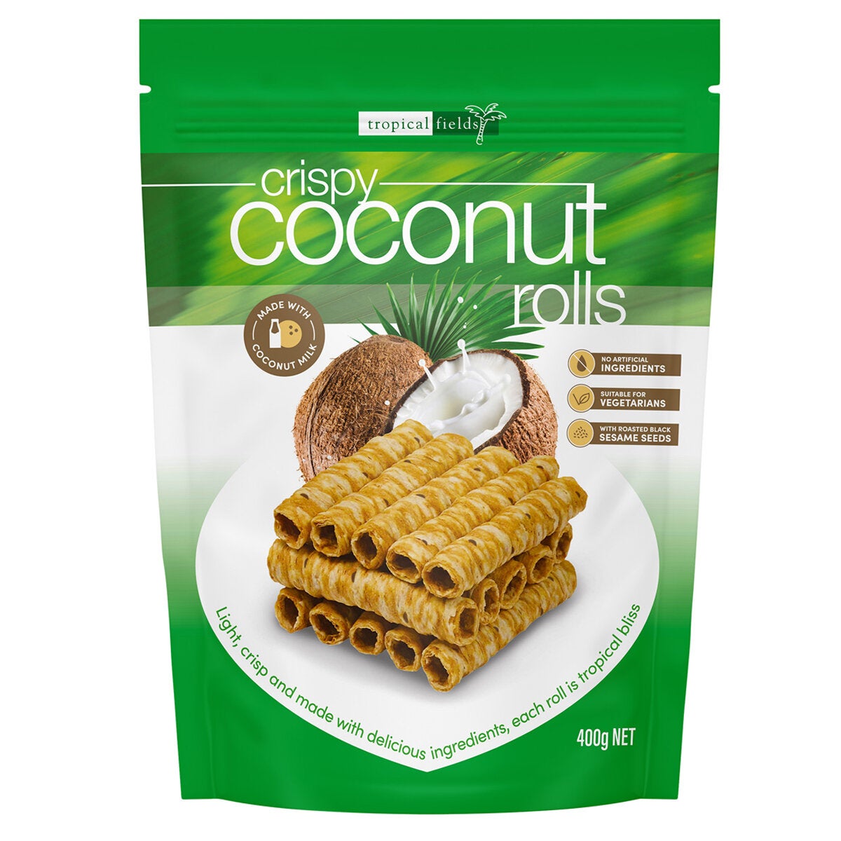 Tropical Fields Crispy Coconut Rolls 400g Tropical Fields Crispy Coconut Rolls 400g