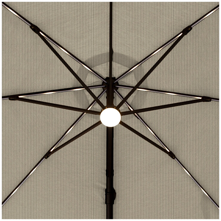 Atleisure Solar Led Cantilever Umbrella 10FT with Base Pebble Atleisure Solar Led Cantilever Umbrella 10FT with Base Pebble